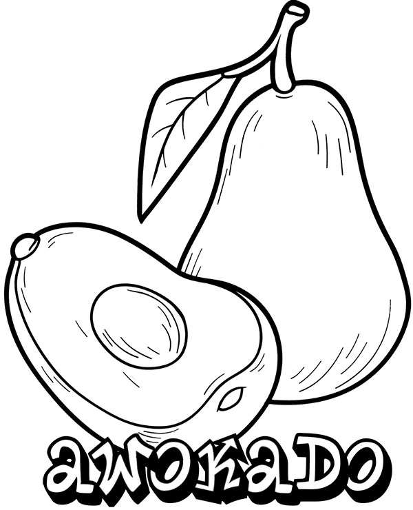 Coloring book cut avocado